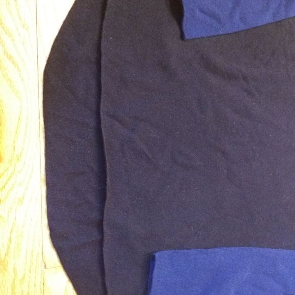 Vince Colorblock Sweater High Low WOOL CASHMERE Navy Blue Crew Neck Oversized S - Picture 6 of 11
